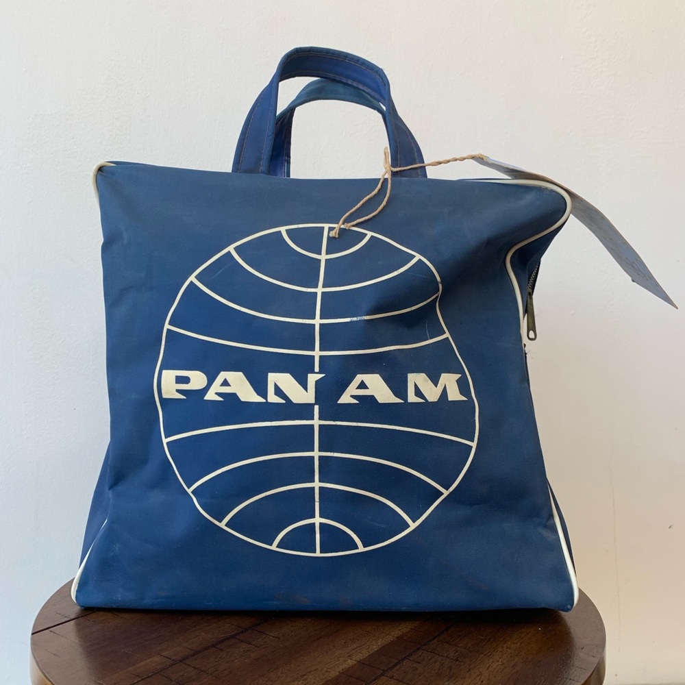 Vintage Pan Am Travel Bag Blue with white logo